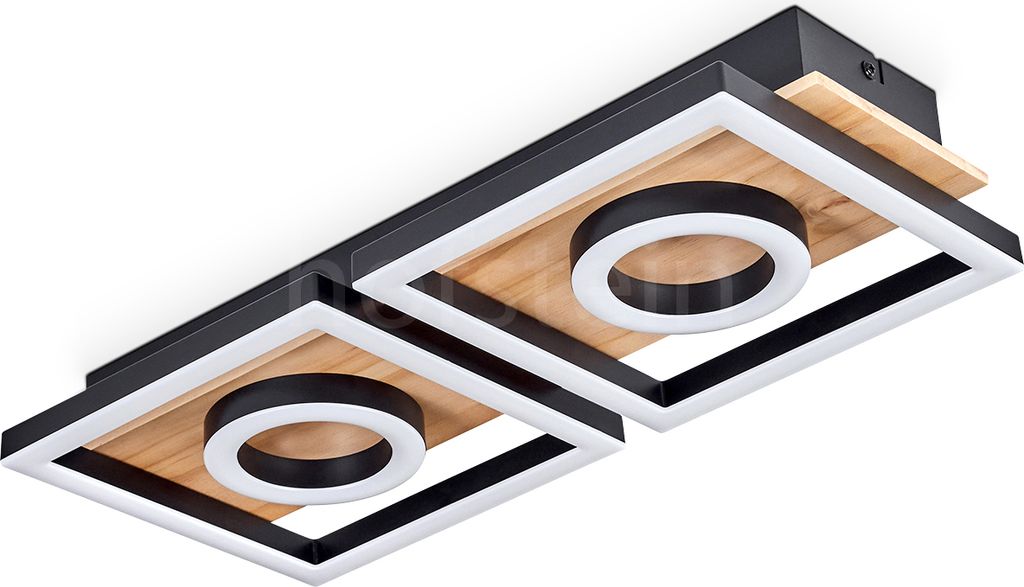 Colognola Deckenlampe aus Metall/Holz/Kunststoff in Schwarz/Natur/Weiß