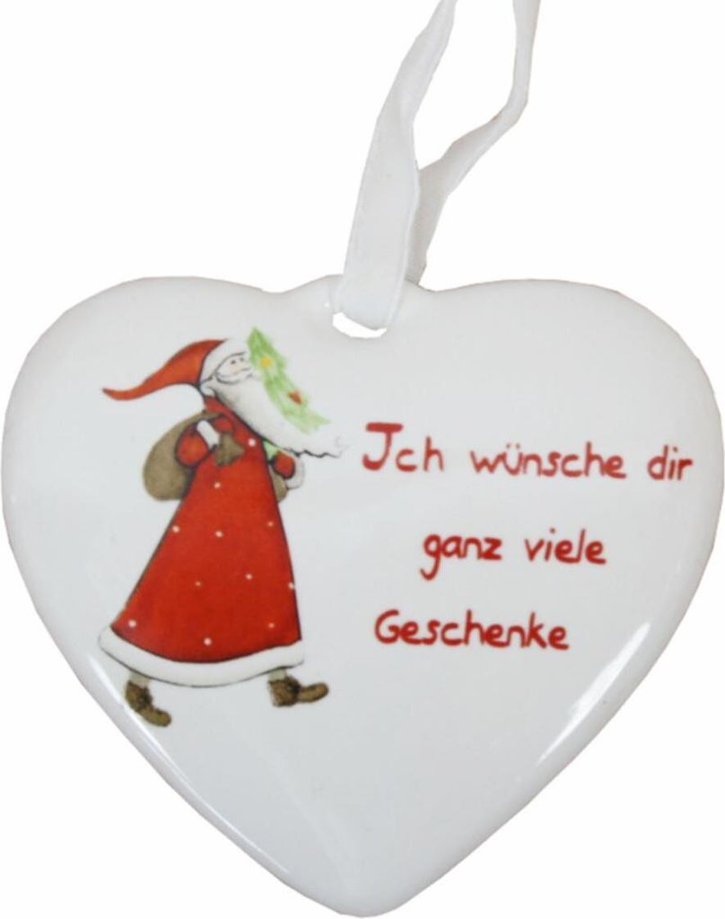 kwoka Keramik-Herz Hänger mit Spruch Motiv Nikolaus