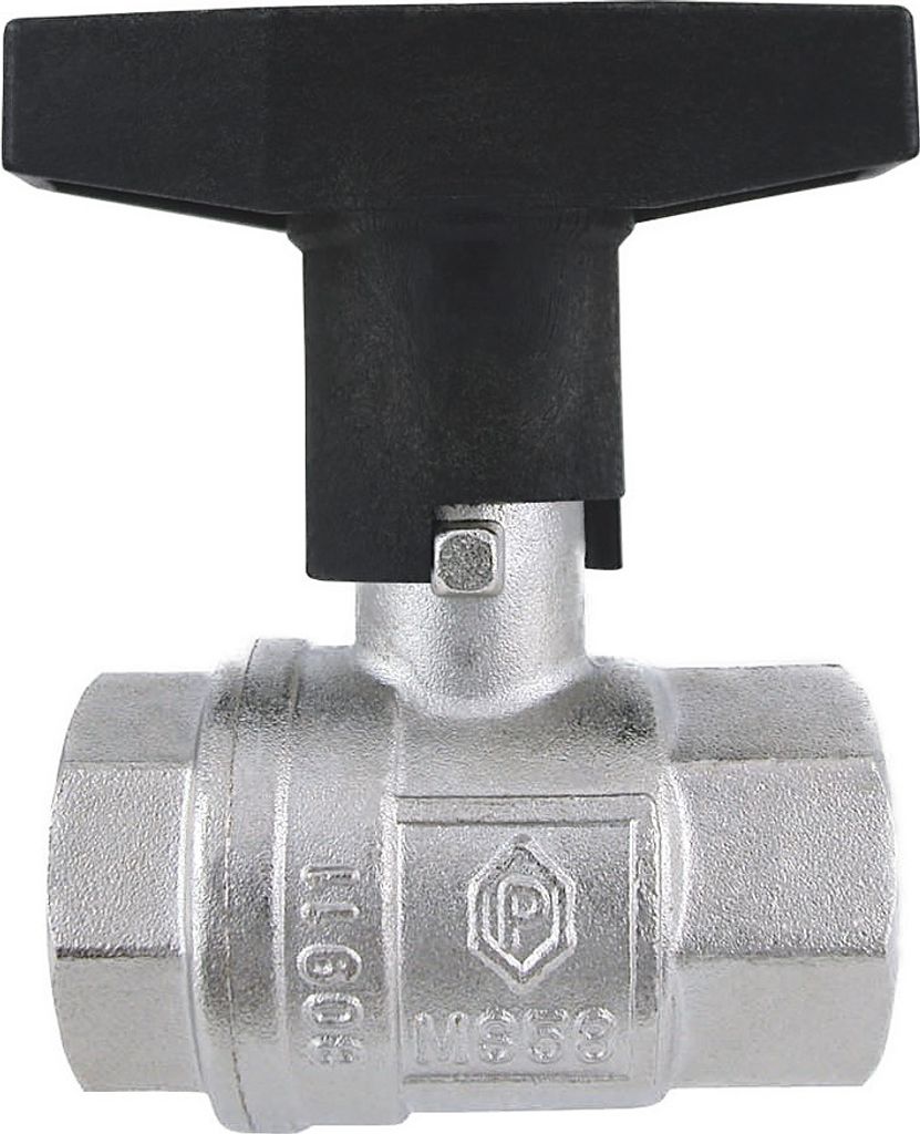 ISO Heizungs-Kugelhahn 1 1/2“ Zoll DN 40 PN 25 mit T-Griff und langem Schaft zum Isolieren Größe: 1 1/2 Zoll