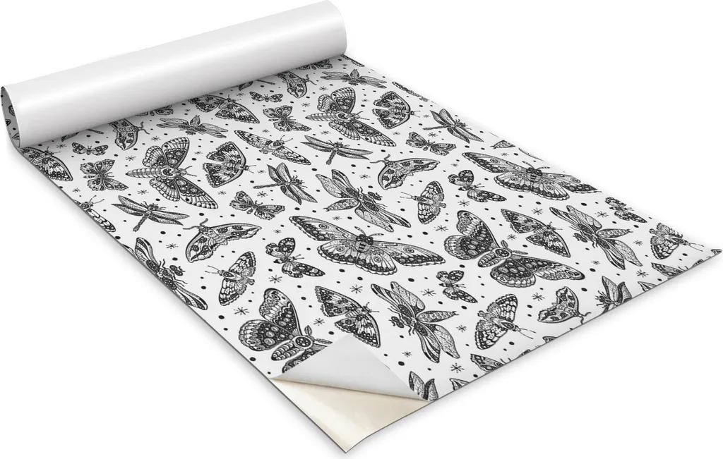 Pellicola autoadesiva per mobili - pellicola decorativa - mobili da tavolo - tagliabile su misura - farfalle - 100 x 50 cm