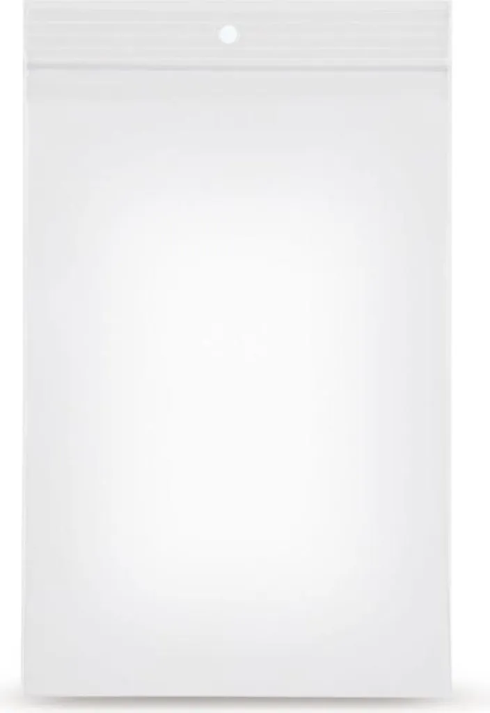 1000 Sachets Plastiques Zip 120x170mm avec Trou de Suspension Pratique