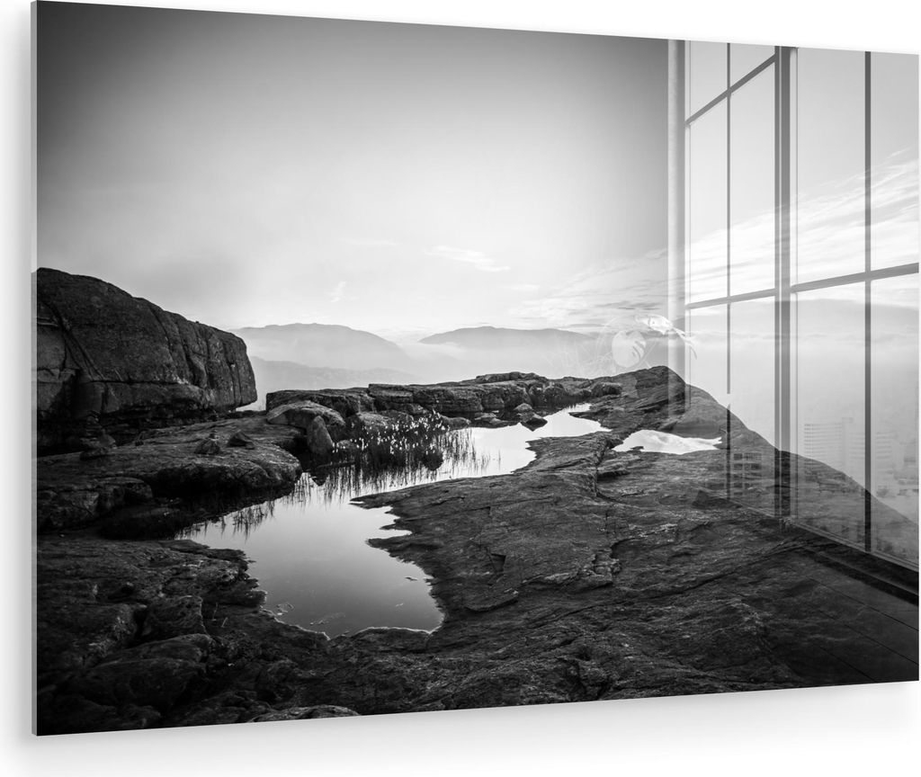 MuchoWow Glasbilder - Bilder auf Wandbild - Foto auf Glas Naturfoto schwarz-weiß 120x80 cm Wanddekoration aus Glas - Acrylglasbild - Acrylbilder -...