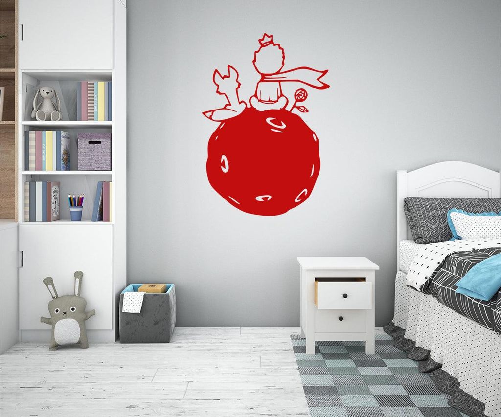 DER KLEINE PRINZ - Wandaufkleber Wandsticker aus Vinyl 55x90 cm Rot