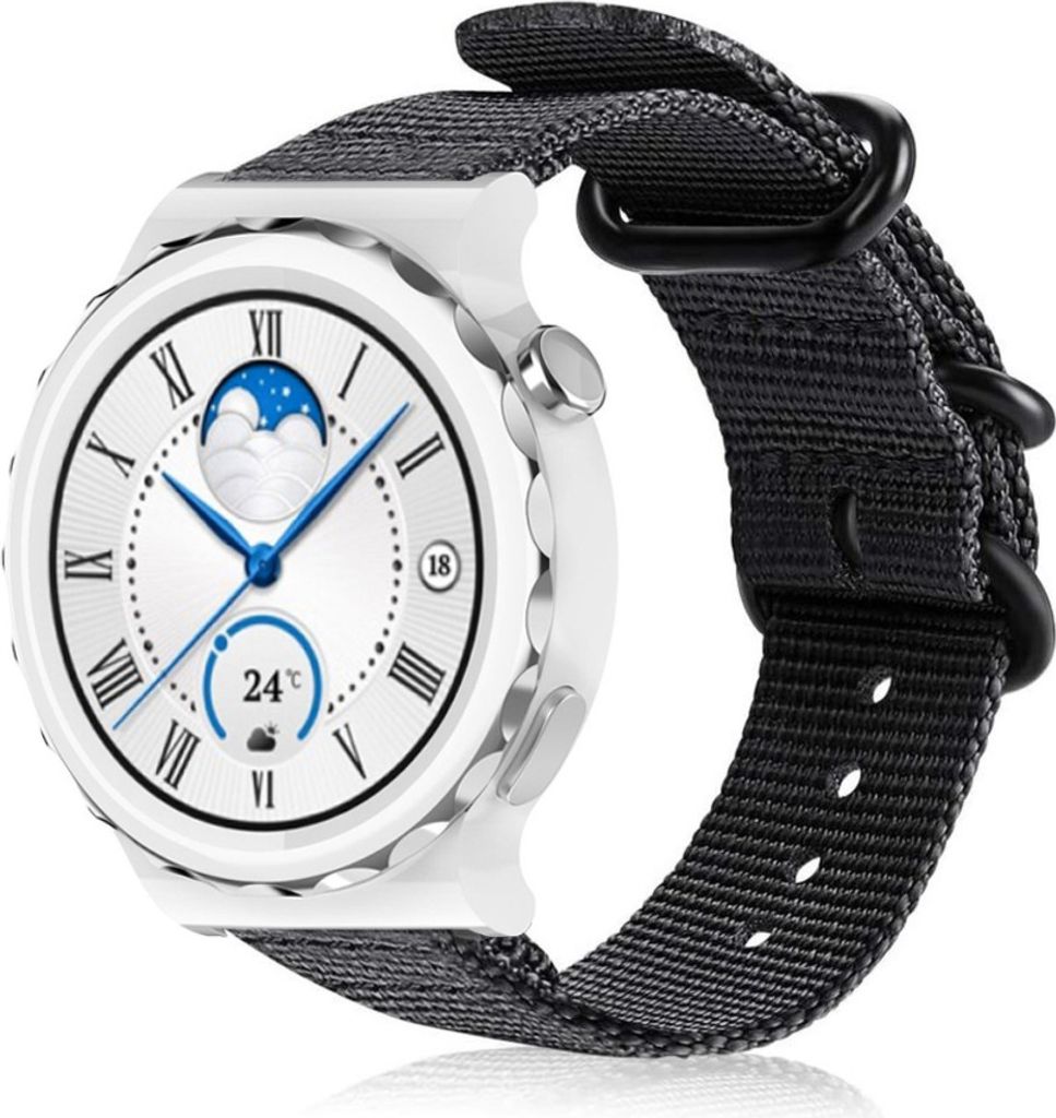 Strap-it Huawei Watch GT 3 Pro 43mm Nylon-Schnallenarmband (Schwarz)