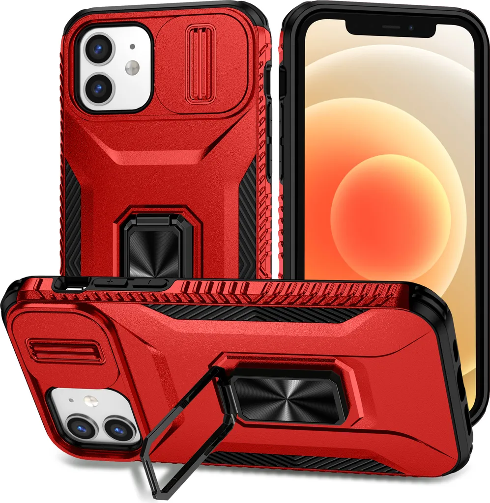 Protezione Militare iPhone 12 / 12 Pro Rossa con Camera Slide