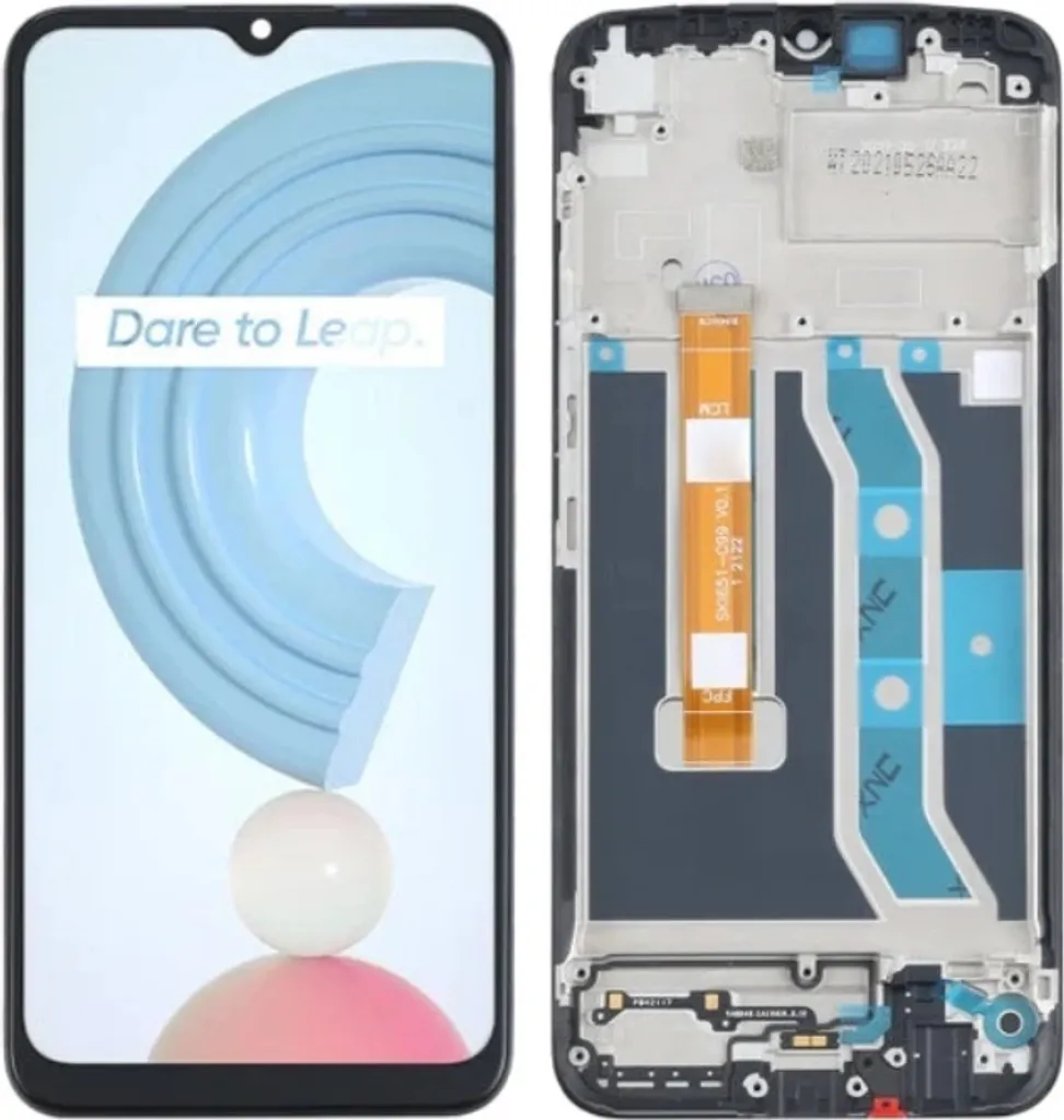 Bloc écran de remplacement pour Realme C25Y et C21Y avec châssis noir