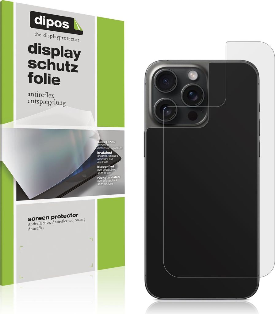 4x Schutzfolie für Apple iPhone 15 Pro Rückseite matt Displayschutzfolie Folie Display Schutz dipos