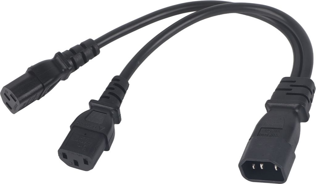 IEC320 C14 na 2 x C13 zásuvku, síťový kabel s Y Obrázek produktu 
