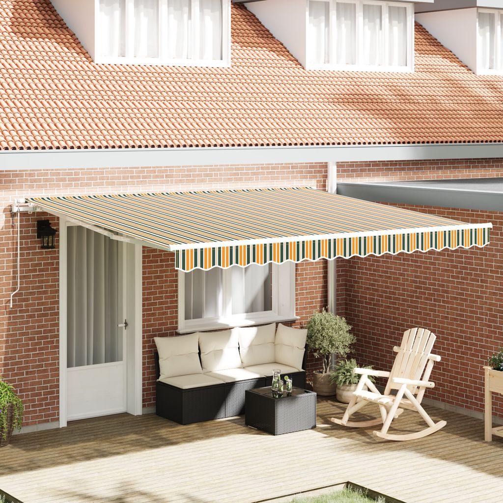 automatische einziehbare Markise Grün und Gelb 400x350 cm, Markisen DesignMöbel Neu