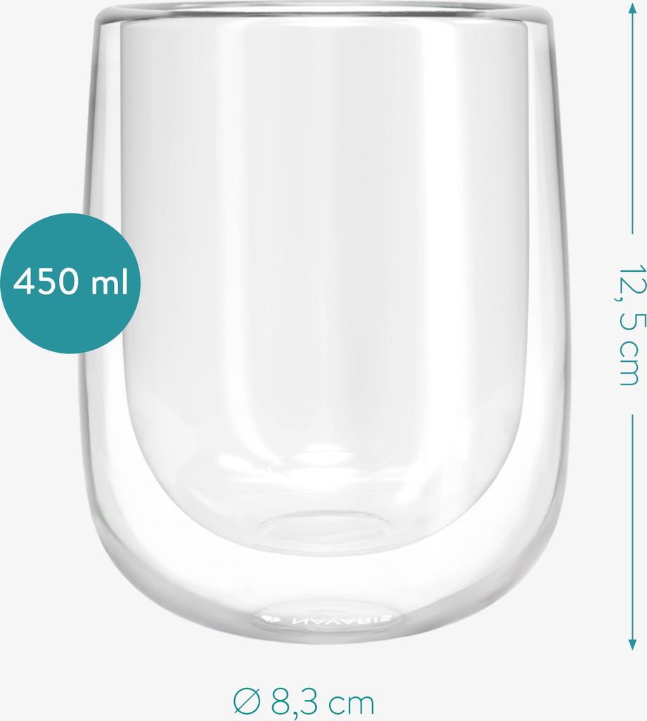 Navaris 4x doppelwandige Gläser 450ml - Thermogläser für Produktbild 6