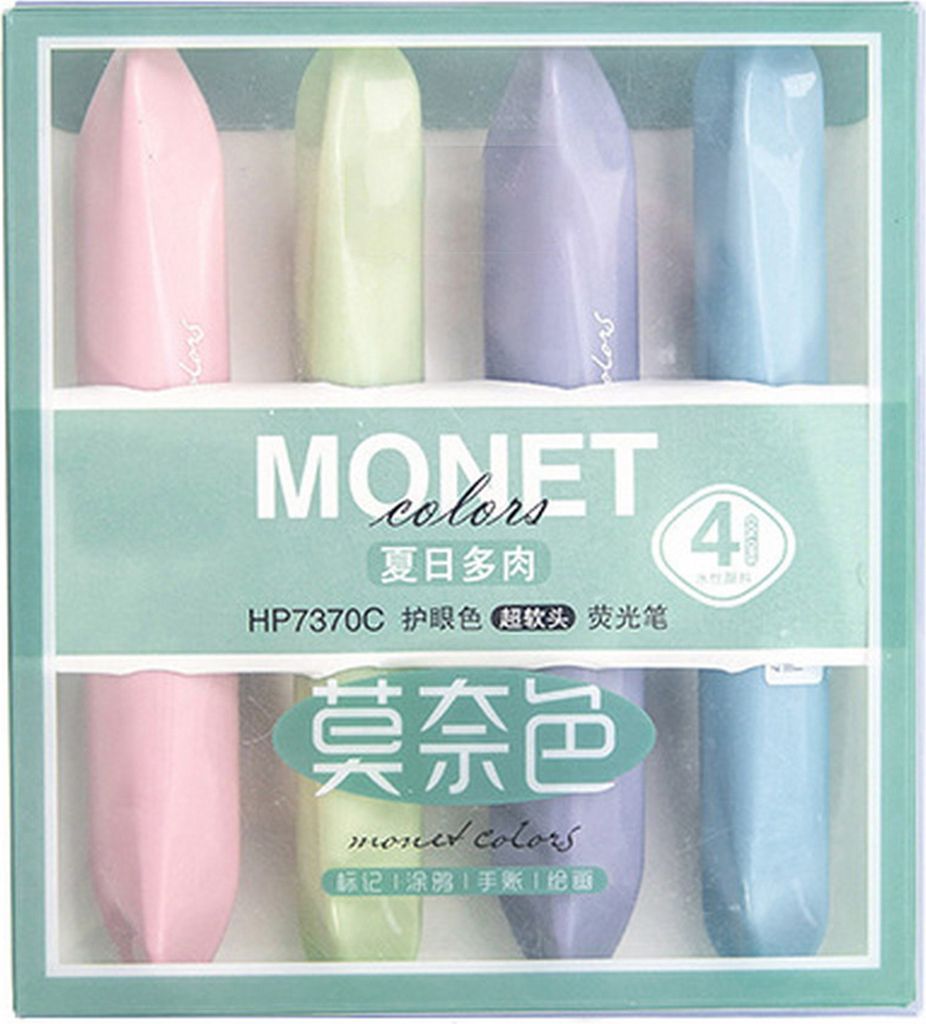 4 PCs Highlighter Stifte glattes Schreiben Schnell niedriger Sättigungsmarkierung Nicht-rutschgrün-grün-blau gelber Handbuch Zeichnungsmarkierun...