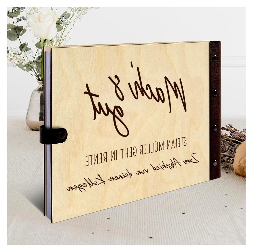Personalisiertes Abschied Gästebuch aus echtem Holz DIN A4 Rente Erinnerungsbuch mit Lasergravur - Machs Gut - 72 Blatt / 144 Seiten Naturpapier W...
