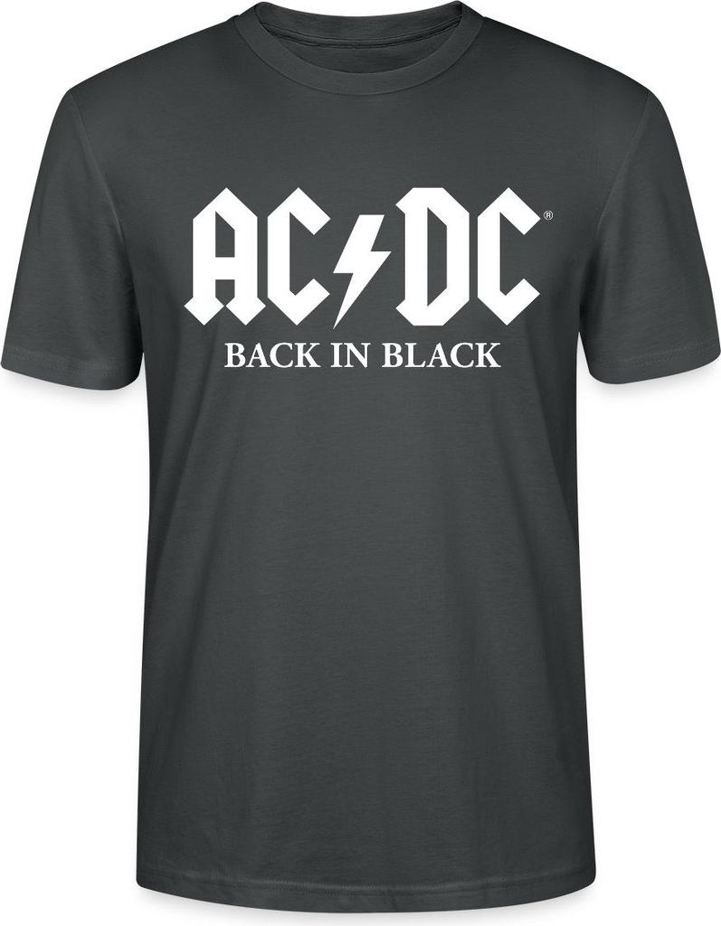 Spreadshirt AC/DC Back In Black Logo Mit Blitz Uni Bio T-Shirt, L, Anthrazit