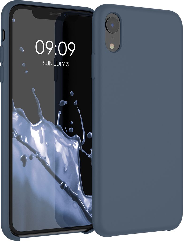 kwmobile Hülle kompatibel mit Apple iPhone XR Hülle - Silikon Handy Case - Handyhülle weiche Oberfläche - kabelloses Laden - Dunkler Schiefer