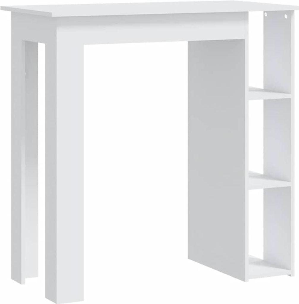 vidaXL Bartisch mit Regal Weiß 102x50x103,5 cm Holzwerkstoff