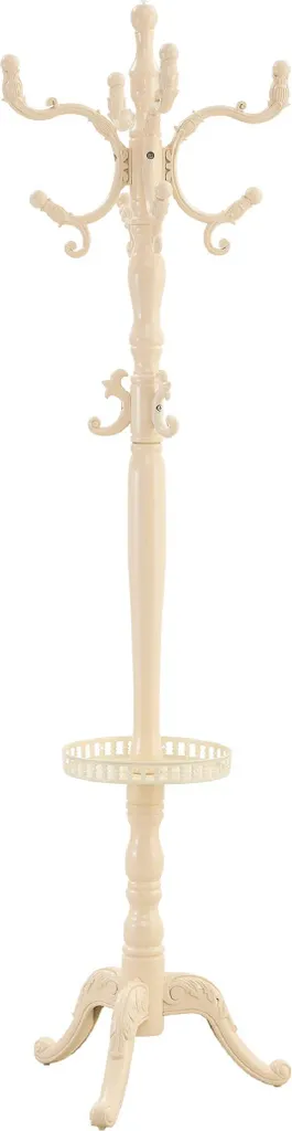 Porte-manteau bois massif blanc crème - Meuble d'entrée 175cm Modèle V1