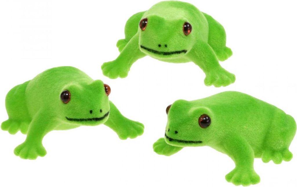 Frosch Dekofigur Grün 7,5cm - Tischdeko, Schaufenster, Frühlingsdeko, Glücksbringer, 9er Set, 9 Stück