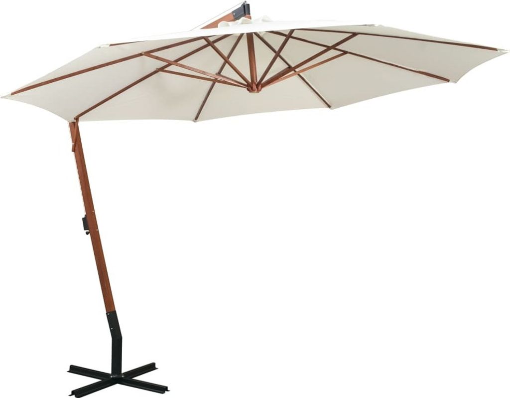CLORIS Ampelschirm 350 cm Holzmast Weiß, 23,25 kg