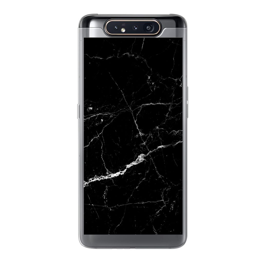 MuchoWow Handyhülle Schutzhülle Hülle für Samsung Galaxy A80 Marmor - Schwarz - Marmoroptik - Weiß - Luxus - Stein Silikon Softcase Handy H...