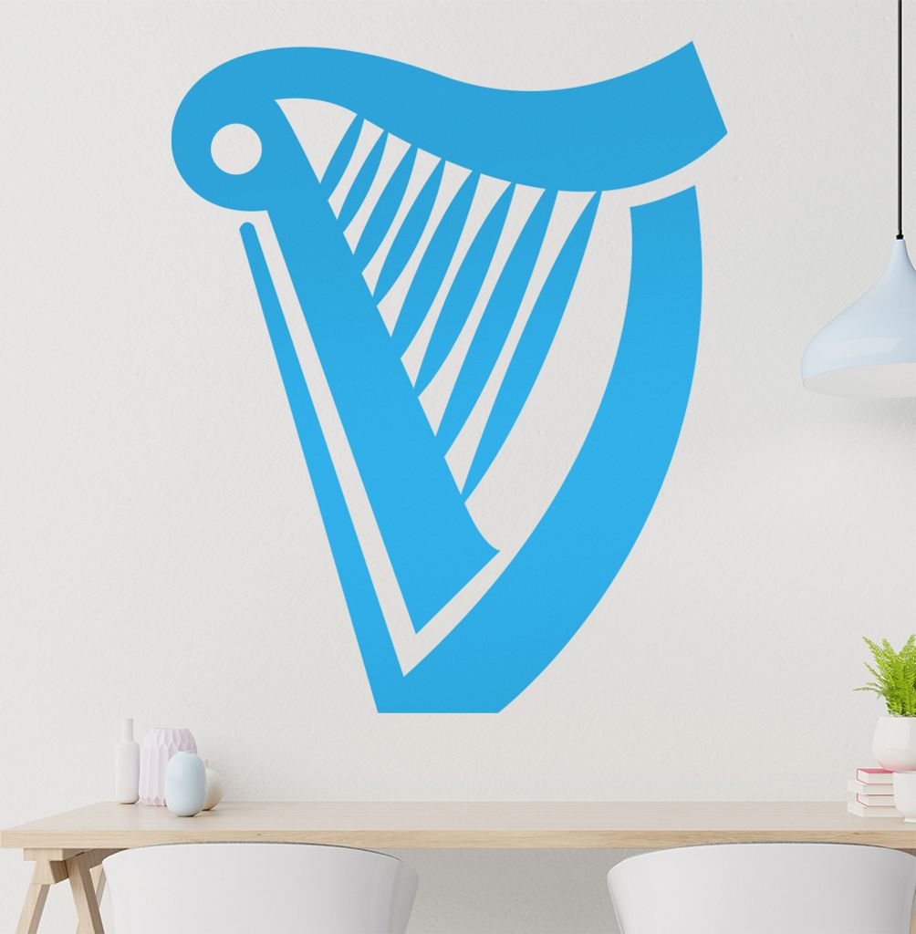 Harfe Wandtattoo in 6 Größen - Wandaufkleber Wall Sticker - Dekoration, Küche, Wohnzimmer, Schlafzimmer, Badezimmer