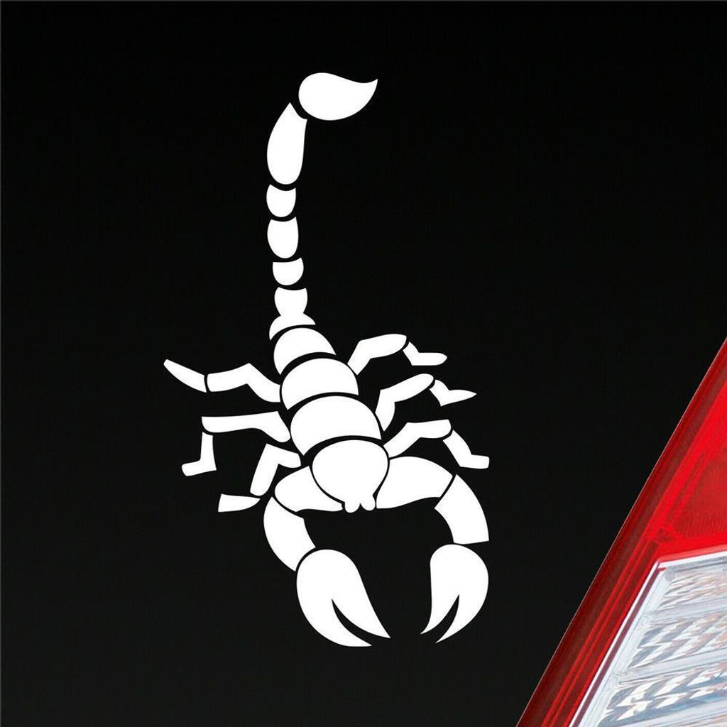 Auto Aufkleber Skorpion Krebs Motorrad Sternzeichen 15x8,5 cm Weiss Matt Sticker Heckscheibenaufkleber