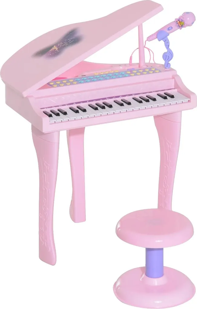 Clavier piano rose enfant interactif anti-ennui avec micro et LED