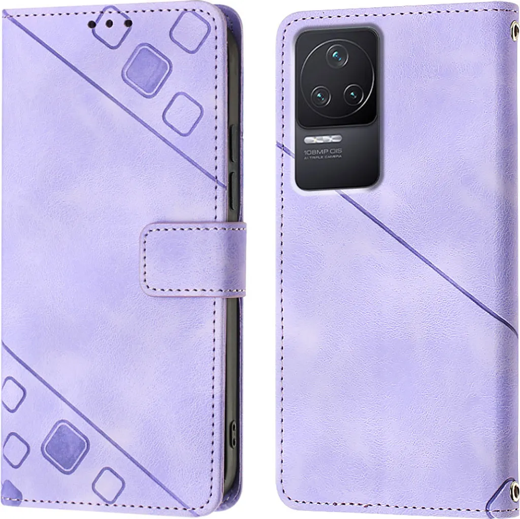Custodia per Xiaomi Redmi K50 / K50 Pro in rilievo Custodia a portafoglio in pelle flip con funzione stand Viola