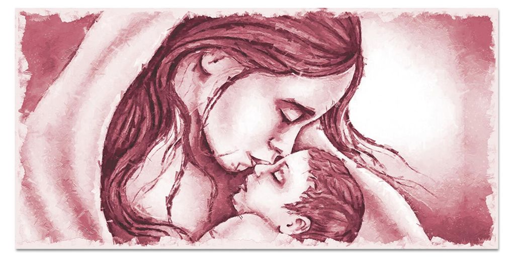 Giallobus - 19 - Kuss der Maria an Jesus - Bordeaux - Giallobus - 140L x 70B cm - Bild - Acrylglas
