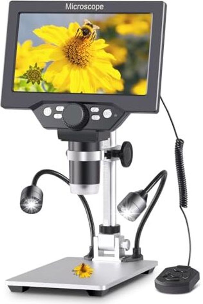 Koolertron LCD Digital Mikroskop, 7 Zoll 1080P USB Mikroskop mit Licht und Fernbedienung, Mikroskopkamera für Erwachsene/Kinder,mit 32G TF