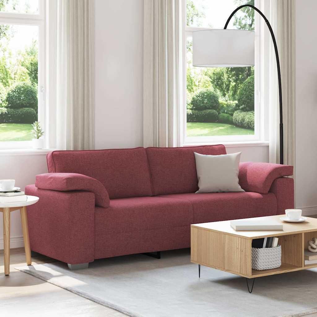 Möbel Sofa mit Kissen Weinrot 219 x 77 x 82 cm Stoff - Klassische Sofas 4105240
