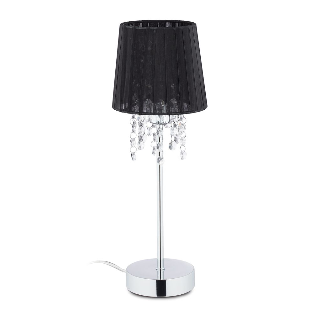 relaxdays Kristall Tischlampe mit Organza-Schirm