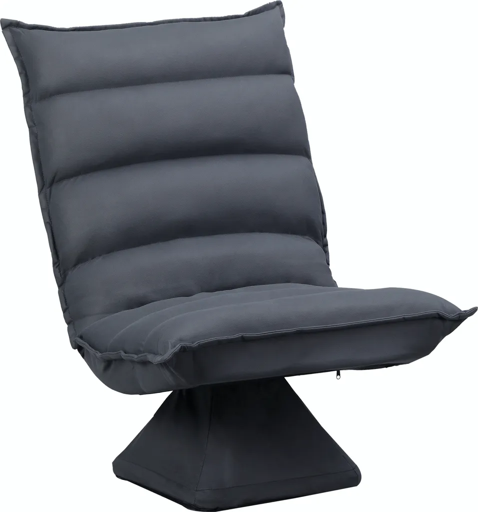 HOMCOM Canapé de sol pivotant à 360° en tissu microfibre gris foncé