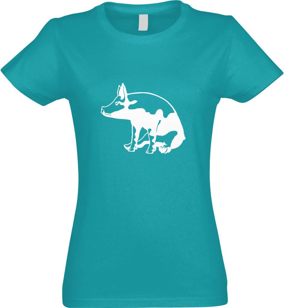 Kiwistar - T-Shirt tailliert - Damen - türkis - Schwein Motiv 7 - Sau - Baby - mit Motiv Bedruckt - Funshirt Design - Sport - Freizeit - Damen - XL