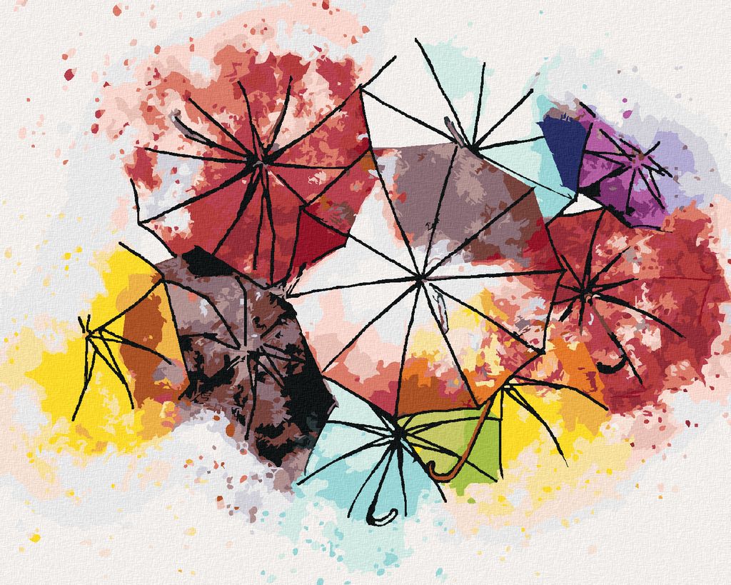 Zuty - Malen nach Zahlen - BUNTE REGENSCHIRME, 40x50 cm, ohne Keilrahmen