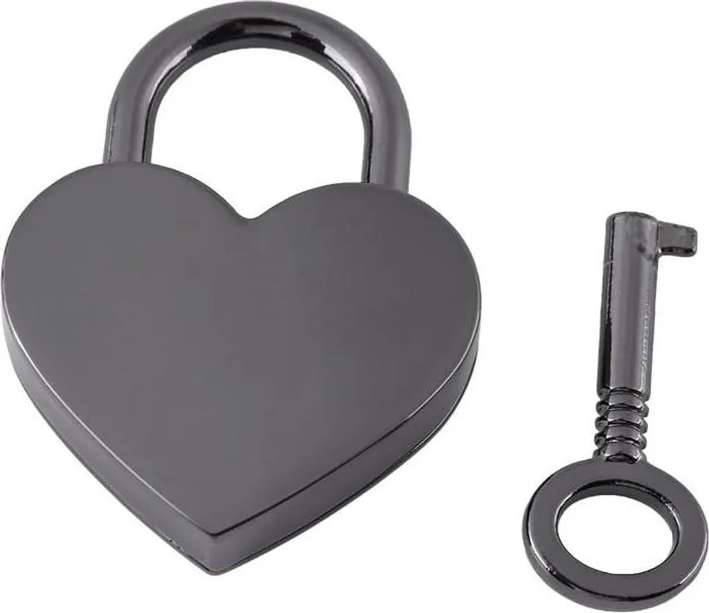 Cadenas en cœur noir métal pour protéger vos secrets et petits objets