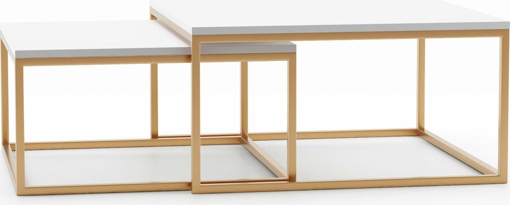 FURNLUX Couchtisch Dual Weiss 76cm / Hauptfarbe: Weiß / Abmessungen: 76 x 39 x 76 cm