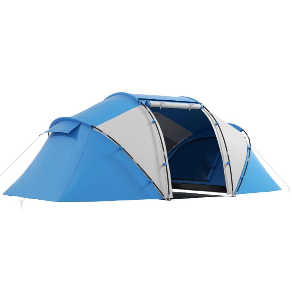 Campingzelt mit Eingang Bodenplane Wasserdicht Tunnelzelt Kuppelzelt für 4-6 Personen Camping Reise Blau
