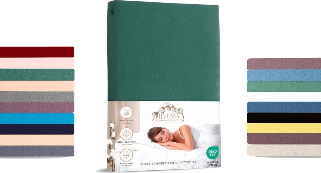 Jersey Spannbettlaken 160x200 cm 100% Baumwolle Grün