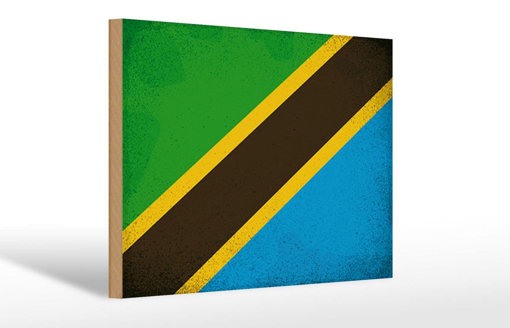 Holzschild Flagge Tansania 30x20cm Flag Tanzania Vintage