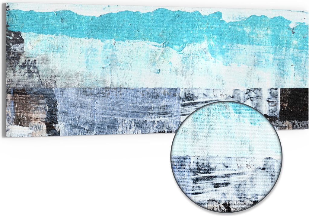 DEQORI Hybrid Leinwand Bild 150x60 cm 'Blaue Tiefen' Produktbild 