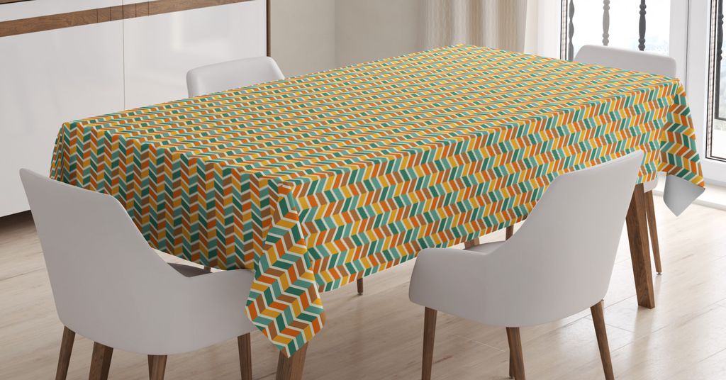 ABAKUHAUS Abstrakt Tischdecke, Retro Chevron Zigzags Kunst, FÃ1/4r den Inn und Outdoor Bereich geeignet Waschbar Druck Klar Kein Verblassen, 140 x...