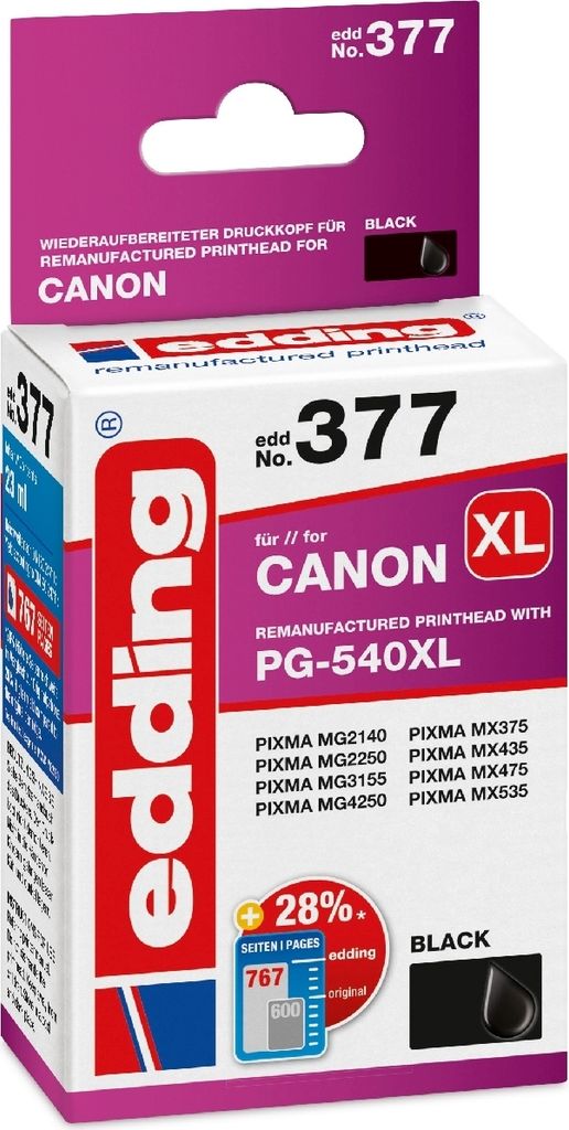 Druckerpatrone kompatibel mit Canon No. 540XL (PG-540XL) black Packung mit 12 Stück