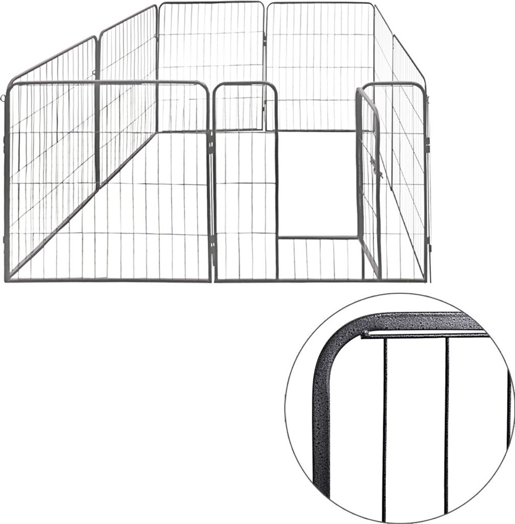 Welpenauslauf XL, 8-teilig, Element-Maß: 80x80 cm, pulverbeschichteter Stahl, Welpenlaufstall, Gehege für Hunde, Hasen, Meerschweinchen, Katzen, ...