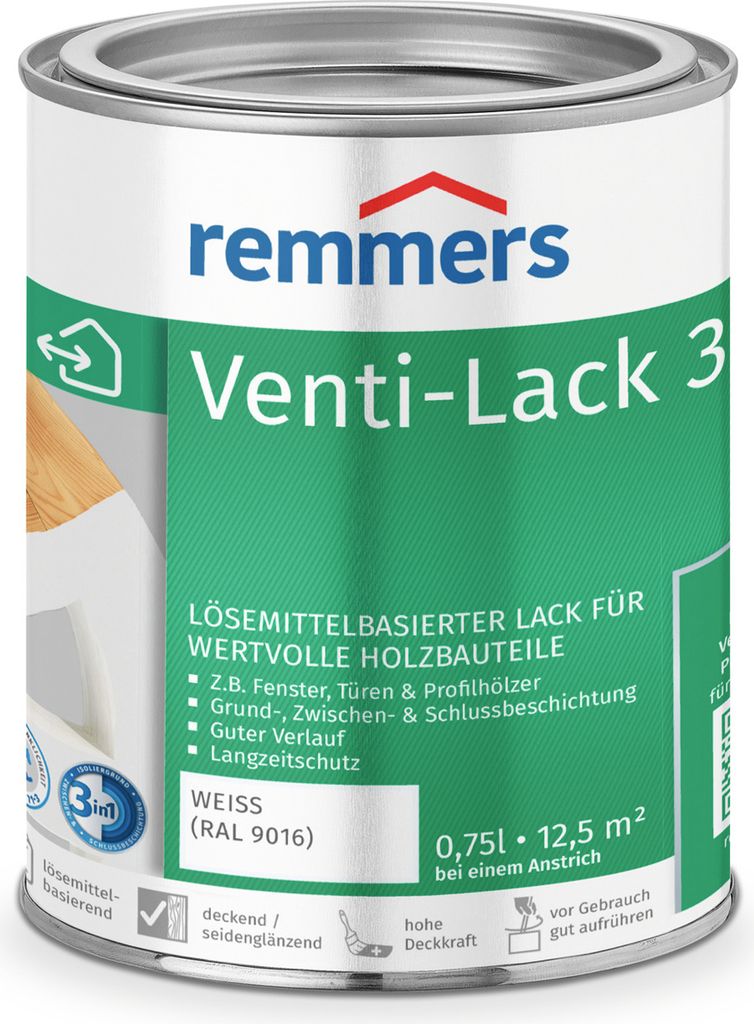 Remmers Venti-Lack 3in1 weiß (RAL 9016) 0,75 l, Holzlack