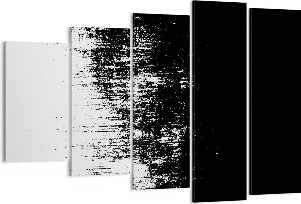 Bild auf Leinwand - Leinwandbild - 5 Teile - Abstraktion dunkel schwarz und weiß - 150x100cm Wand Bild Wanddeko Wandbilder Leinwanddruck Bilder Wa...