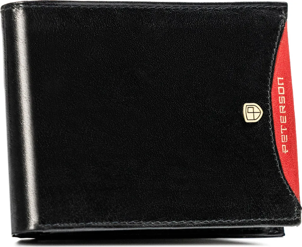 Portafoglio Peterson Nero 11,5x9 cm: Pelle Genuina e RFID Blocking