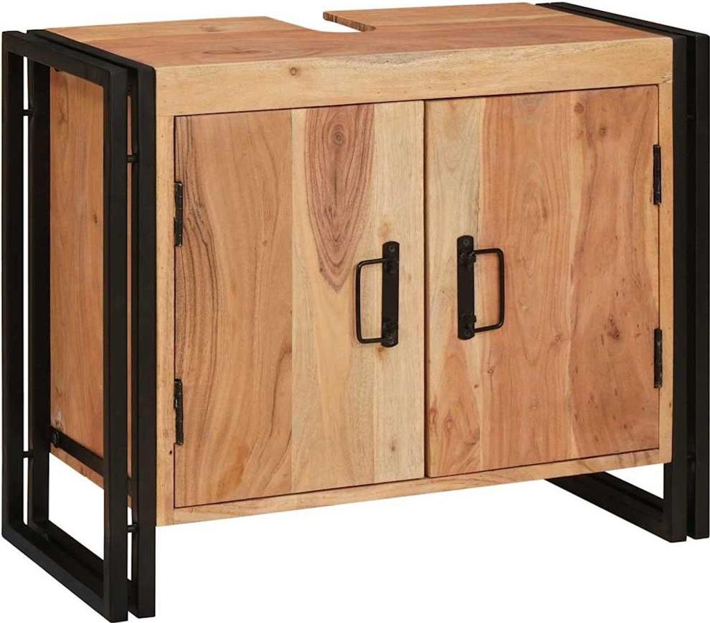 "2026 MODERNE" Waschbeckenunterschrank Braun 71 x 33 x 58 cm Massivholz Akazie - Spiegelschränke CC4400183
