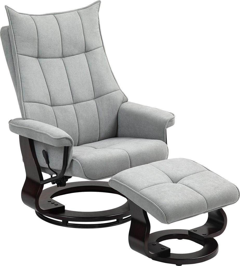 Relaxsessel mit Hocker, drehbar, Wippfunktion, verstellbare Rückenlehne, bis 150 kg, Grau