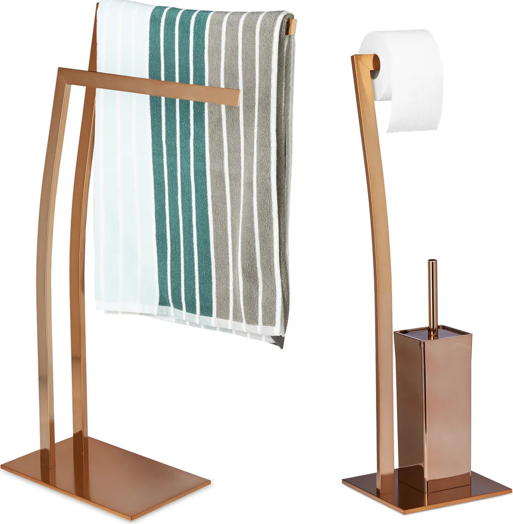 Set de salle de bain 2 pièces Relaxdays WIMDO en bois de bambou et noir