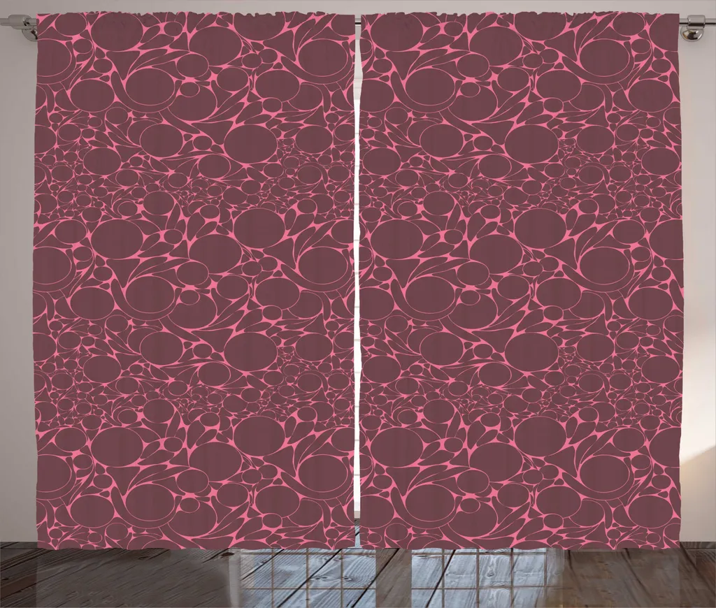 ABAKUHAUS Rideau Rustique Mosaïque 280x225 cm Taupe et Rose avec Crochets